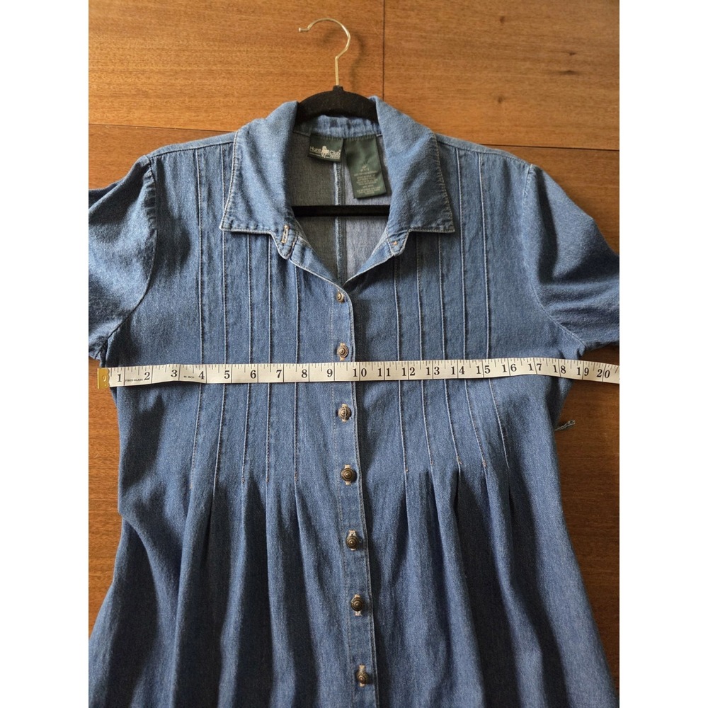 Vtg Denim Dress Women's 10p Pleated Button Up 90s Y2k Hunt Club Modest Teacher - Picture 6 of 10